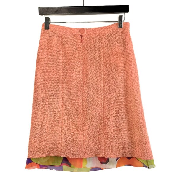 Chanel 00T Coral Chiffon Accent Tweed Skirt - Picture 4 of 8